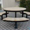 Picknicktafel Bilbao 4 Ronde picknickset met 3 halfronde zitbanken.